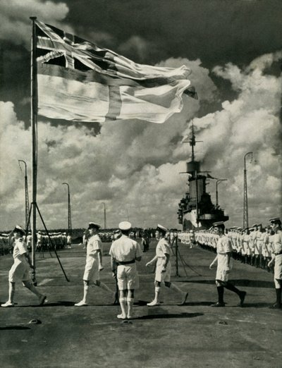 空母、第二次世界大戦、c1943の甲板上のイギリスの船員。 作： Unbekannt