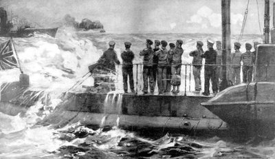 ロシア人を支援するバルト海のイギリスの潜水艦E-13、第一次世界大戦、1915 作： Unbekannt