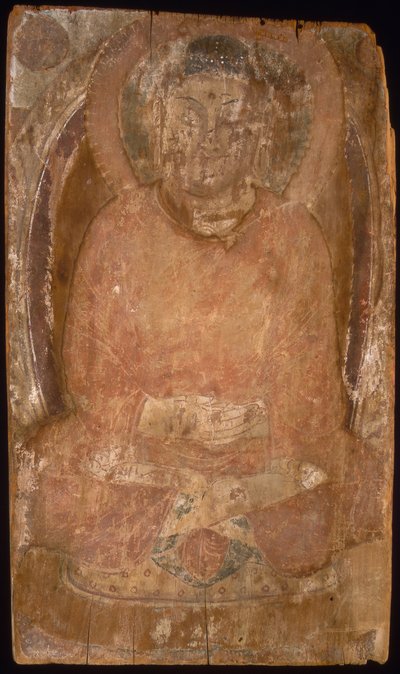 光輪と炎の体のマンドルラを持つ仏像、6 ～ 7 世紀。 作： Unbekannt