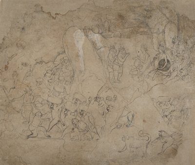 ランカへの橋を架ける。 1800年。 作： Unbekannt