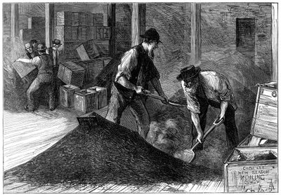 お茶の倉庫でお茶を膨らませる、1874 作： Unbekannt