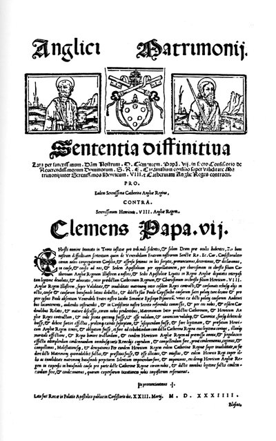 教皇クレメントVIIの雄牛。ヘンリー8世の離婚に対して、1530年、1903年 作： Unbekannt