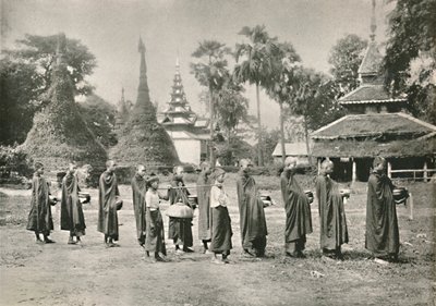 ビルマのPhoongyies収集施し、1900。 作： Unbekannt