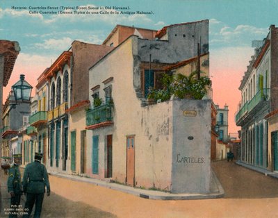 Calle Cuarteles、オールドハバナ、キューバ、c1920の典型的なストリートシーン 作： Unbekannt