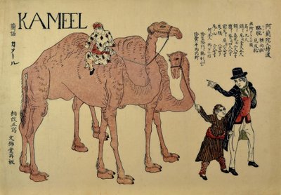 ダッチハンドラーとラクダ、約。 1821年。 作： Unbekannt