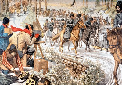 初期のニュースリール、日露戦争、1904年に満州でロシア軍を撮影するカメラマン 作： Unbekannt