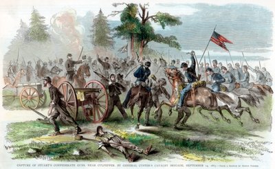 1863年9月14日、南北戦争、バージニア州カルペパーの近くで南軍の銃を捕獲 作： Unbekannt