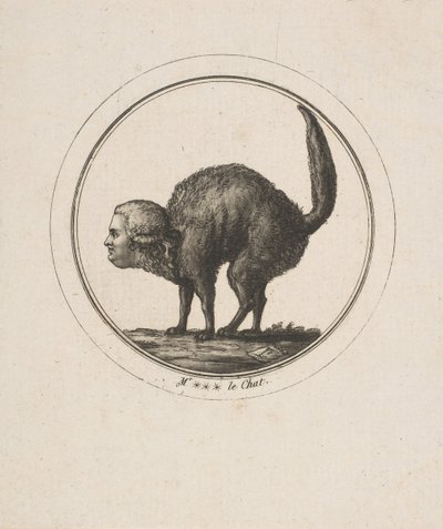 コントドプロヴァンスを猫として描いた風刺画、18世紀。 作： Unbekannt