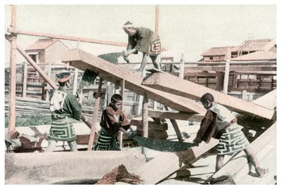 大工仕事、日本、1904 作： Unbekannt
