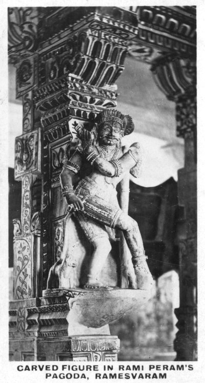 ラミペラムスパゴダ、ラーメスバーラム、インド、c1925の彫刻が施された図 作： Unbekannt
