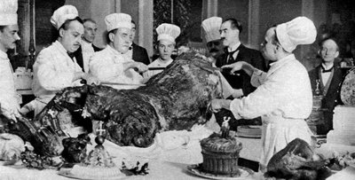 1926年から1927年にロンドンのギルドホールで行われた年次晩餐会で、牛肉の側面を切り分ける 作： Unbekannt