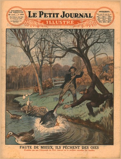 1929年、釣竿でガチョウを捕まえる。 作： Unbekannt
