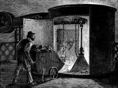 スコットランドのGovan Iron Worksにある高炉の充電、c1885 作： Unbekannt