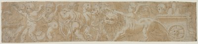 アモリーニ直腸でライオンズが描いたチャリオット 部分的な建築研究の裏面、1500年代前半。 作： Unbekannt