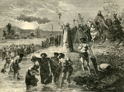 サクソン人がウェザーで洗礼を受けたシャルルマーニュ、782AD。 1890 作： Unbekannt