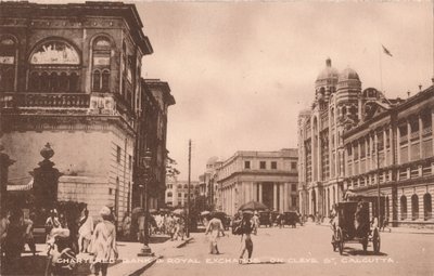 チャータード銀行と王立証券取引所、クリーブストリート、カルカッタ、c1900 作： Unbekannt