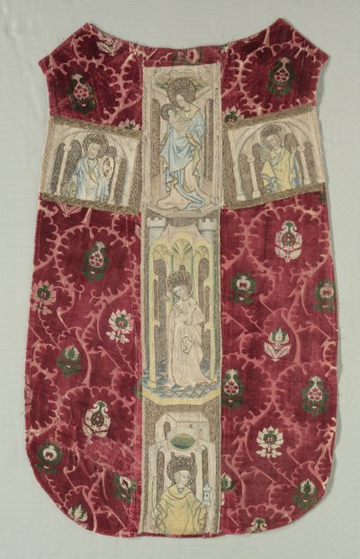 刺繍されたオルフリーバンドが付いたChasubleバック、1415-1425。 作： Unbekannt