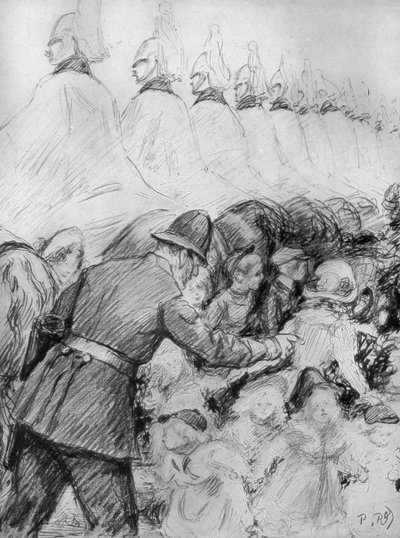 1910年に国王ジョージ5世が宣言した群衆の中の子供たち 作： Unbekannt
