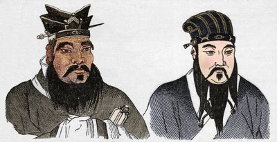 孔子とその偉大な信者メンキウスの中国の肖像、1907 作： Unbekannt