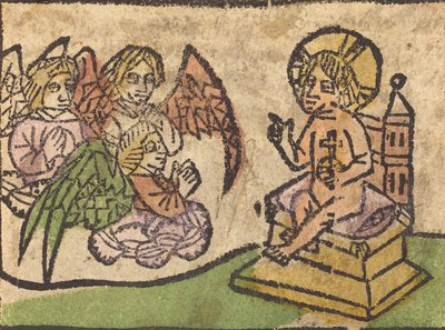 3人の天使を持つキリストの子供、c。 14601470。 作： Unbekannt