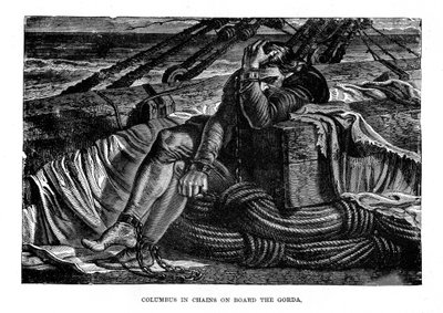 ゴルダに乗った鎖に乗ったクリストファーコロンブス、1490年代、c1872 作： Unbekannt