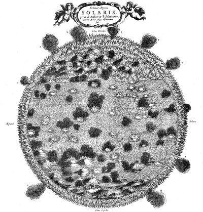 1635年の太陽の表面に関する彼のアイデアのクリストファーシャイナーズのイラスト 作： Unbekannt