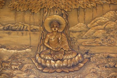 チュア・ティエップ・ロン仏教のパゴダ。瞑想のポーズで座る釈迦牟尼仏。Thay Ninh.ベトナム 作： Unbekannt