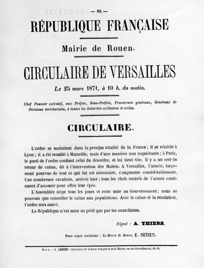 1871年5月、パリのコミューンのフランスの政治ポスターからのベルサイユ巡礼 作： Unbekannt