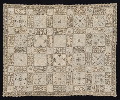 ユニコーン、ドラゴン、その他の動物、花柄の布、1800年代。 作： Unbekannt