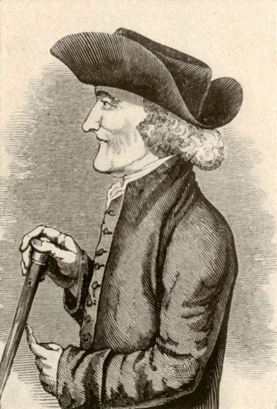 1774年、1937年、ペンシルベニア州のクエーカーの紳士が着用したコックドハット。 作： Unbekannt