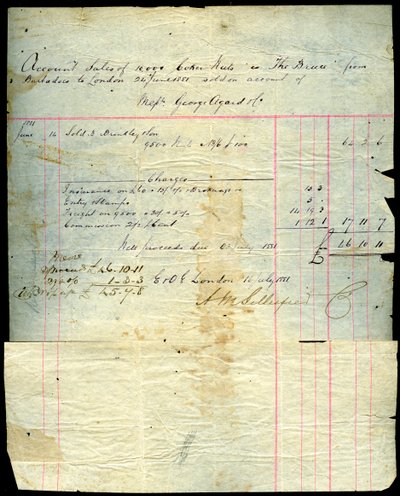 ココナッツ販売領収書、バルバドスからロンドン、1881年 作： Unbekannt