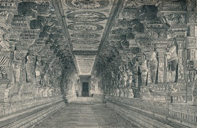 南インドのラメスワラム島のヒンドゥー教寺院内部の列柱、c1903、 作： Unbekannt