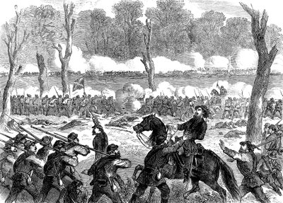 1863年の南北戦争、チカモーガの戦いでフッド南軍が負傷 作： Unbekannt