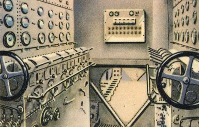 1920年代、1932年、ドルニエドX飛行船に搭載された制御室。 作： Unbekannt