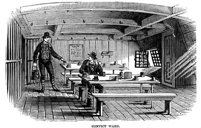 1848年、ロンドンのウーリッジにある刑務所のハルクウォリアーに搭乗した囚人区 作： Unbekannt