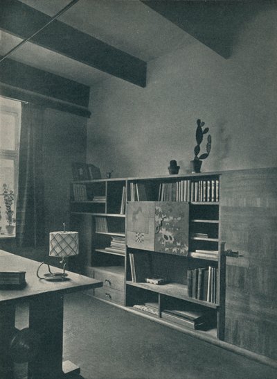ハンスハートルが設計したライブラリのコーナー、c1927 作： Unbekannt