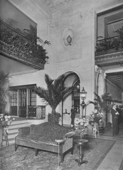 1924年ニューヨーク市、オフィスに面したメインロビーの角、ルーズベルトホテル 作： Unbekannt