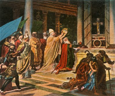 ローマのシャルルマーニュの戴冠式、クリスマスの日、西暦800年、1936年。 作： Unbekannt