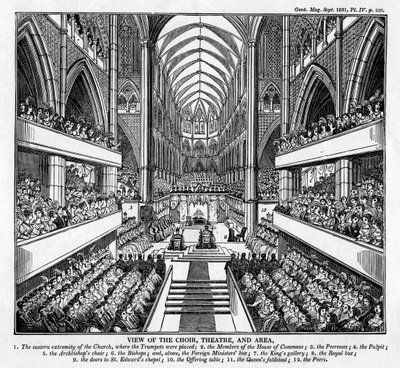 ウィリアム4世とアデレード女王の戴冠式、ウェストミンスター寺院、ロンドン、1831 作： Unbekannt
