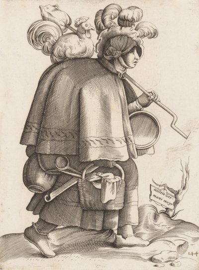 コスチューム プレート: ドイツ出身の戦士の妻。 1558-70。 作： Unbekannt