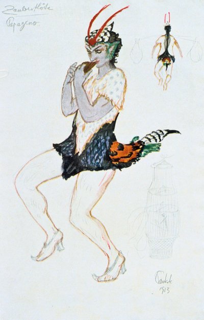 1913年、パペジェノの衣装デザイン 作： Unbekannt