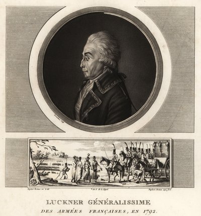 ニコラ・ラックナー伯爵（フランス革命の将軍、Generalissime des Armees Francaises、1794年に処刑 作： Unbekannt