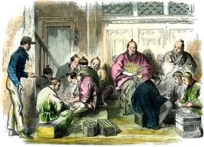 1863年に日本のリチャードソン氏の殺害の補償金を数える 作： Unbekannt
