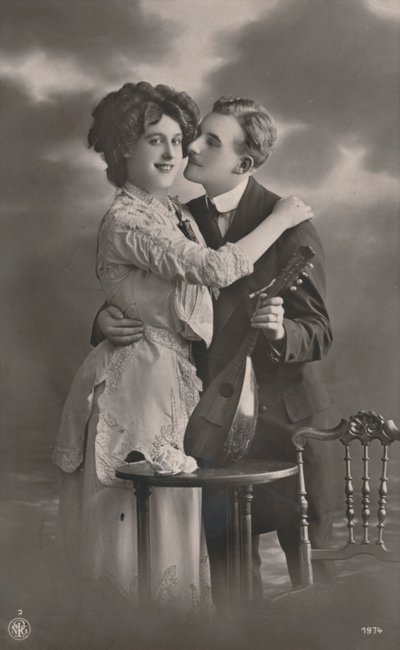 マンドリンとのカップル、c1910 作： Unbekannt