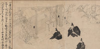 菅原道真の霊廟を見学する廷臣たち...1300年頃 作： Unbekannt