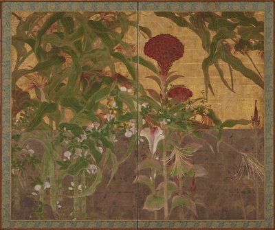 鶏頭ととうもろこしと朝顔 桃山時代・17世紀 作： Unbekannt