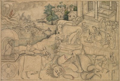 クリシュナリラからのデモネスプタナの火葬、c。 1790年。 作： Unbekannt