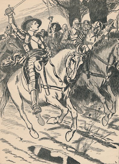 クロムウェルは彼のアイアンサイドを戦いに導く、c1907 作： Unbekannt