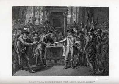 ロングウェル議会を解散したクロムウェル、1882年 作： Unbekannt