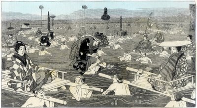 1856年、スラガ州のオホエガワを渡る 作： Unbekannt